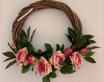 Wreath with roses - rose holder wreath - outdoor wreath - outdoor wreath