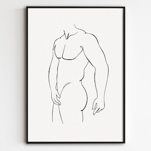 Male Body Wall Art, Abstract Man Line Art, Male Silhouette Print, Minimalist Man Poster, Male Figure Artwork