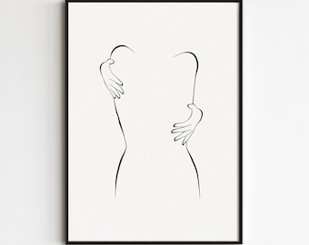 wallpapers Woman Hugging Herself Sketch self hug art etsy
