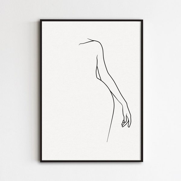 Female Line Art Print, Abstract Body Print, Minimalist Woman Drawing, Female Silhouette Print, Body Outline Art, Minimal Woman Art Poster