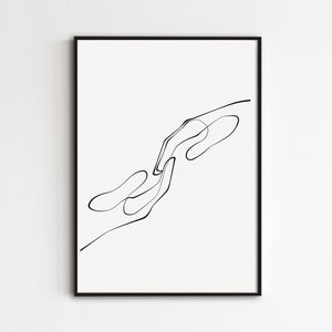 Hands Line Art Printable, Abstract Couple Line Drawing, Romantic Bedroom Poster, Continuous Line Artwork, Minimalist Love Art, Hands Outline