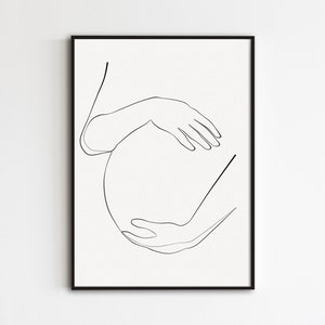 Mama und Baby Linie Kunst, Schwangere Frau Kunst, Schwangerschaft Kunstwerk, Hände Linie Zeichnung, Mutterschaft Poster, Mutter und Kind Wandkunst, Familiendruck