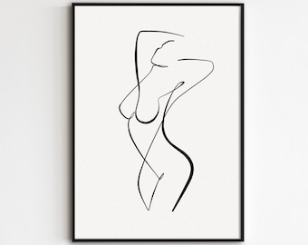 Woman Outline Art Etsy