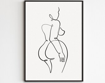 Curvy Woman Back Line Art, Body Positive Print, Body Positivity Art, One Line Drawing, Plus Size Woman Art, Thick Woman Art, Female Figure