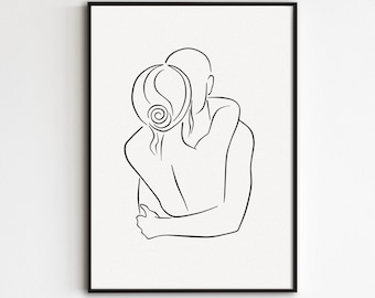 Couple Hug Line Art Etsy Couple Hug Line Art Etsy