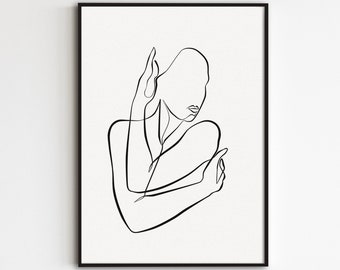 Self Love Art Print, Woman One Line Drawing, Feminine Poster, Abstract Female Body Art, Minimalist Female Figure Artwork, Fine Line Art