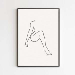 Abstract Woman Print, Female Body Line Art, Naked Woman Print, Minimalist Feminine Poster, Female Silhouette Printable Wall Art