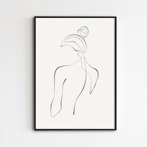 Woman Back Drawing, One Line Art Woman, Female Figure Wall Art, Single Line Drawing Printable, Female Back Illustration, Continuous Line Art