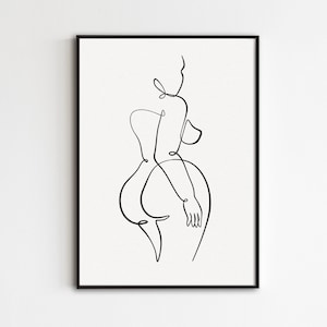 Curvy Woman Back Line Art, Body Positive Print, Body Positivity Art, One Line Drawing, Plus Size Woman Art, Thick Woman Art, Female Figure