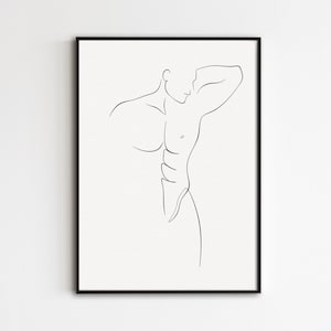 Abstract Man Line Art Print, Male Body Line Drawing, Male Figure Poster, Minimalist Man Wall Art Printable
