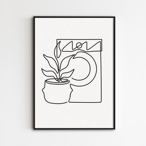 Laundry Wall Art, Bathroom Line Art, One Line Drawing, Abstract Washroom Wall Art, Minimalist Bath Poster, Kitchen Line Art Printable