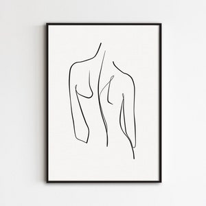 Woman Back Line Art, Woman Outline Drawing, Female Back Art, Minimalist Woman Wall Art, Minimal Line Art Woman, Abstract Naked Woman Print