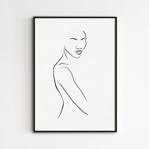 African American Line Art, Abstract Black Woman Art, Minimalist African Wall Art, Afro Line Drawing, African Art Print Black And White
