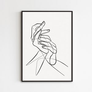 One Line Hand Art Print, Single Line Drawing, Continuous Line Art, Minimalist Hands Poster, Abstract Hands Holding Artwork, Minimal Wall Art