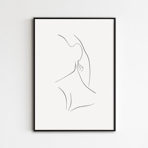 Neck Line Drawing, Minimalist Woman Face Print, Minimal Line Art Poster, Abstract Female Art, Woman Outline Print, Feminine Wall Artwork