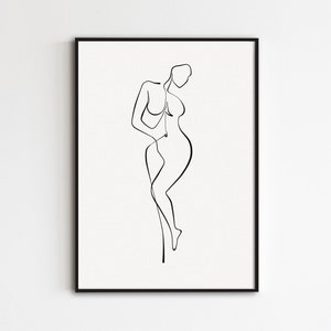 Abstract Woman Print, Female Silhouette Wall Art, Minimalist Feminine Poster, Naked Woman Body Artwork, Printable Wall Art