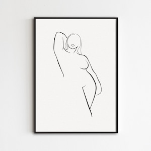 Minimal Line Art Woman, Female Figure Drawing, Abstract Woman Silhouette Art, Woman Body Line Drawing, Minimalist Woman Wall Art Print