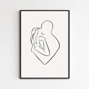 Paar Linie Kunst, Umarmung Linie Zeichnung, abstrakte Paar Kunst, Minimalistische Liebe Kunst, küssen Druck, romantische Kuss Wandkunst, Mann und Frau Poster