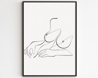 Abstract Boob One Line Drawing, Minimalist Breast Wall Art Print, Simple  Woman Figure Sketch, Female Body Art, Nude Outline Poster, Decor -   Norway