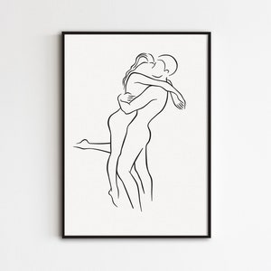 Paar Linie Kunstdruck, Abstrakte Liebe Poster, Umarmung Paar Kunstwerk, Umarmung Linie Zeichnung, Minimalistische Liebhaber Wandkunst, Romantische Schlafzimmer Kunst