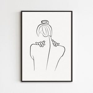 Woman Back Line Drawing, Female Body Print, Feminine Poster, Abstract