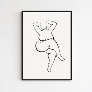 Curvy Woman Line Drawing, Body Positive Print, Body Positivity Poster, Thick Woman Wall Art, Naked Body Line Art, Minimalist Feminine Art