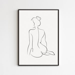 Vrouw terug lijn Art Print, vrouwelijk lichaam lijntekening, abstracte vrouwelijke poster, minimalistische figuur afdrukbare muurkunst