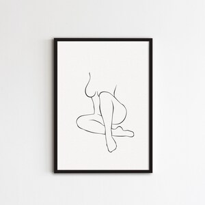 Abstract Butt Print Woman Back Drawing Minimal Line Art Etsy