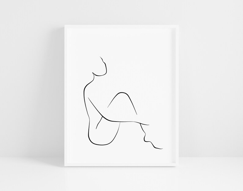 Abstract Woman Body Line Art Minimal Female Figure Drawing Etsy