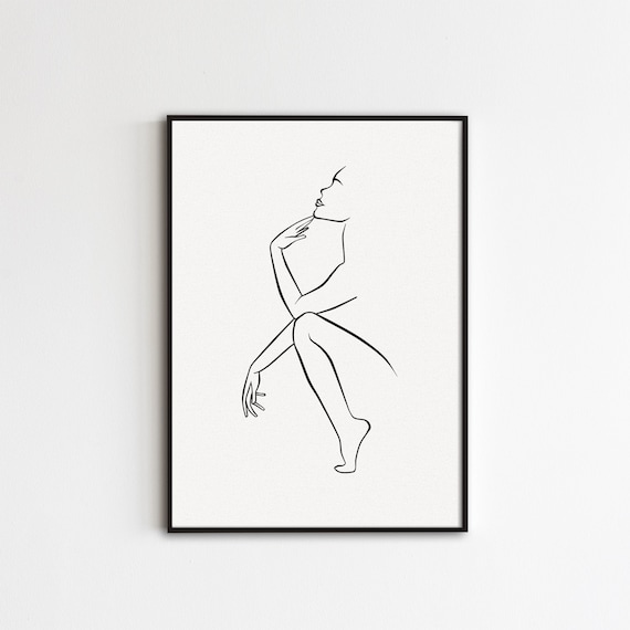 Woman Body Line Art, Minimalist Figure Art, Abstract Female Body