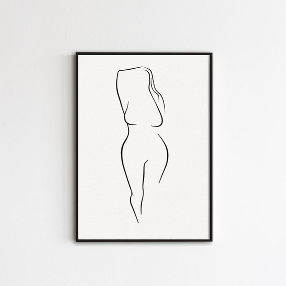 Woman Line Drawing Body Positive Curvy Woman Line Art Big - Etsy