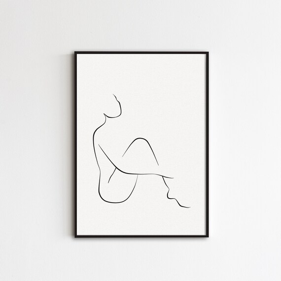 Printable Line Art Minimal Wall Art Single Line Woman Female Print Line 