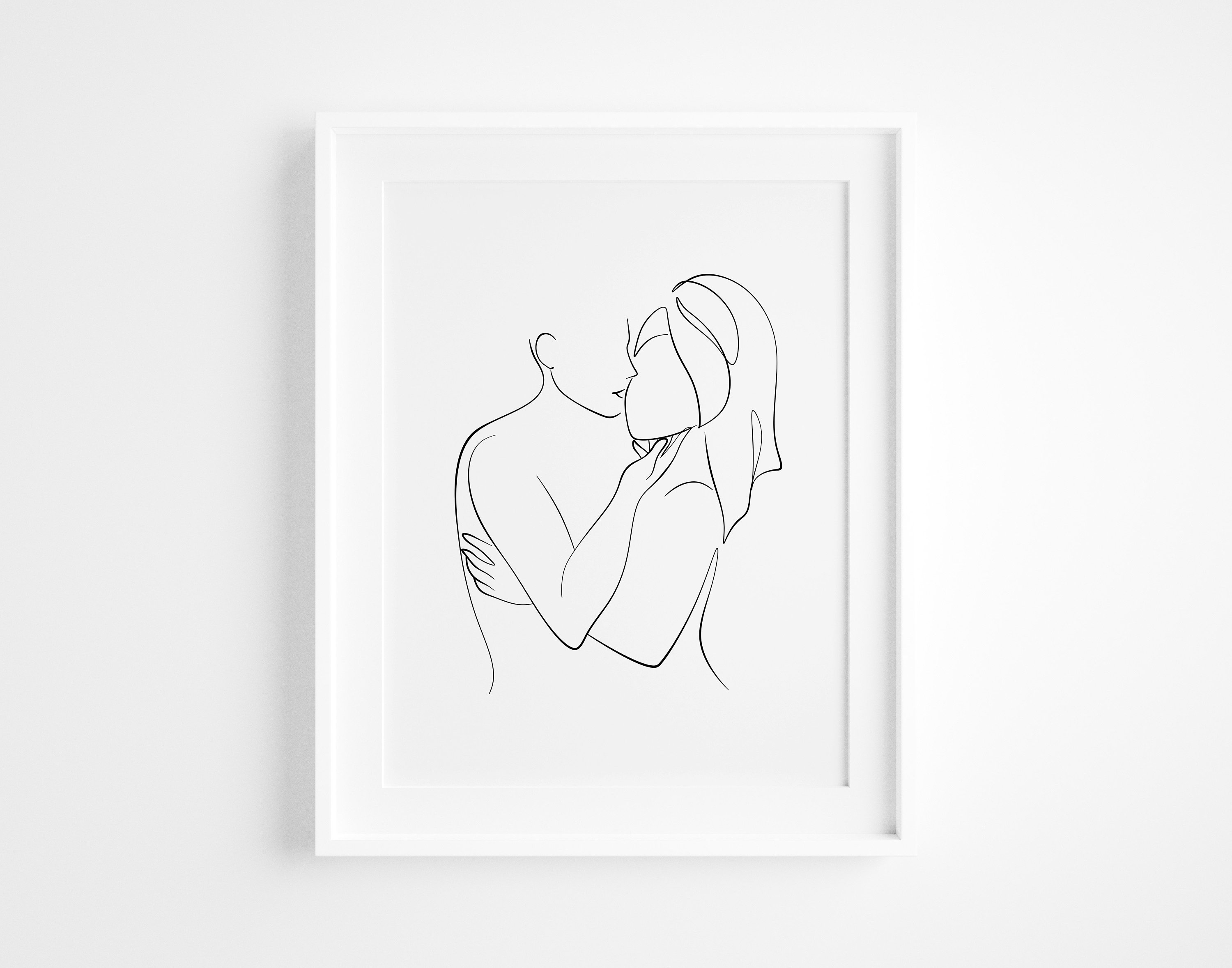 Couple Line Art Bathroom Line Drawing Man and Woman in Towel Etsy