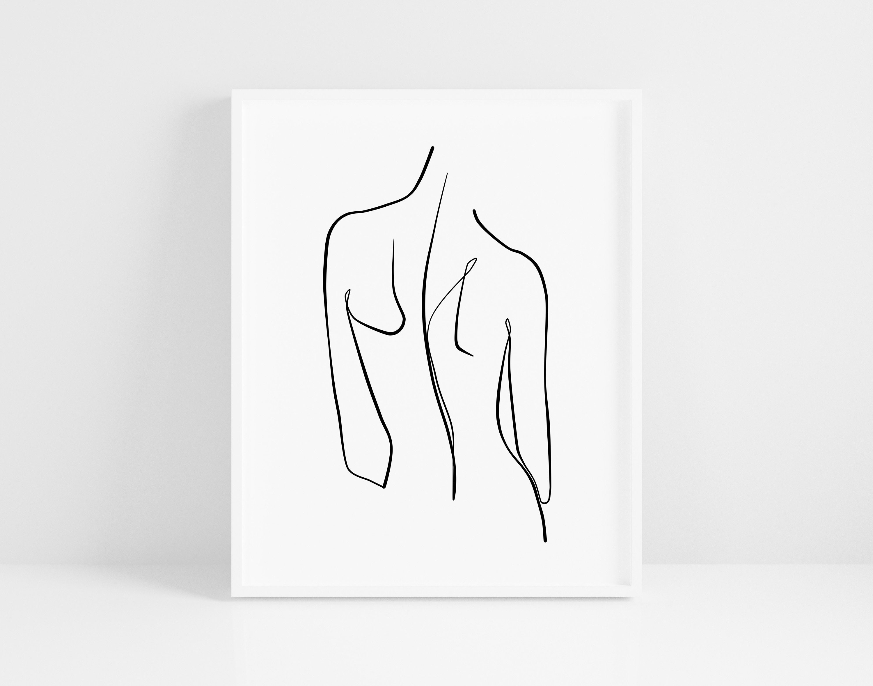 Woman Back Line Art Woman Outline Drawing Female Back Art | Etsy