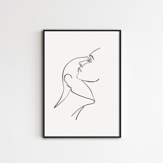 Woman Face Print Kiss print Man Woman Female Face Printable Art Body Print Downloadable print Couple printable art Couple Kiss Print