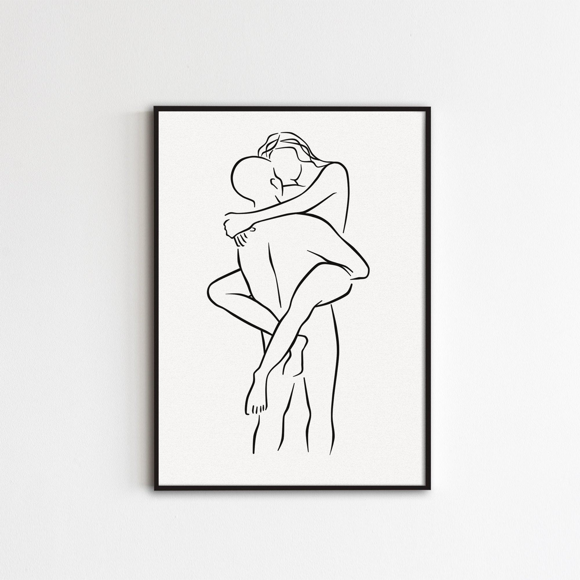 Intimate Art Couple Kiss Line Art Romantic Wall Art Romance 