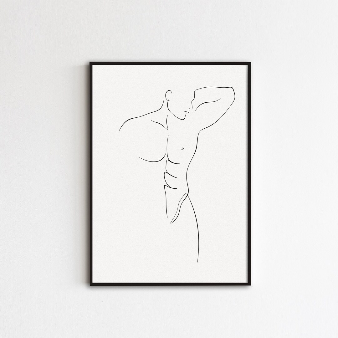 Line Abstract Man Abstract Man Line Art Print, Male Body Line Drawing, Male Figure Poster ...