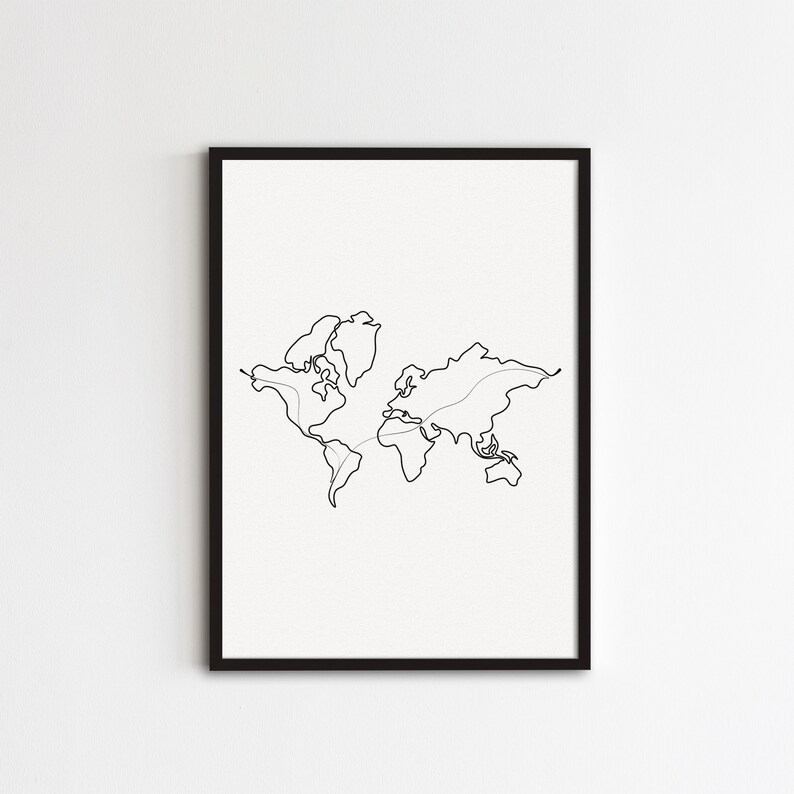 Carte du monde dimpression Art de voyage  minimaliste  