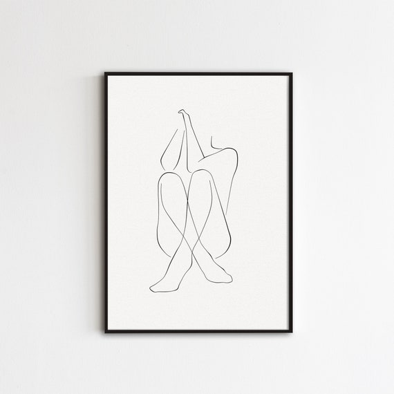 Body Outline Print, Legs Line Art, Female Silhouette Wall Art, Minimalist  Woman Drawing, Abstract Figure Sketch, Minimal Line Drawing -  Norway