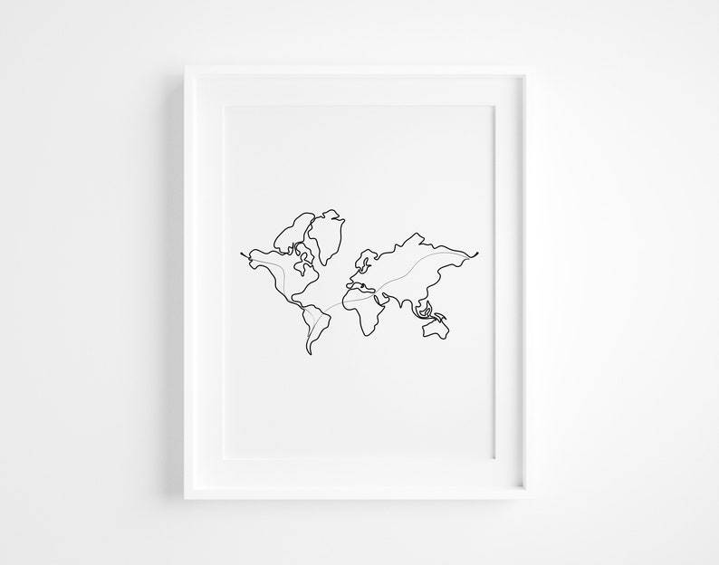Carte du monde dimpression Art de voyage  minimaliste  