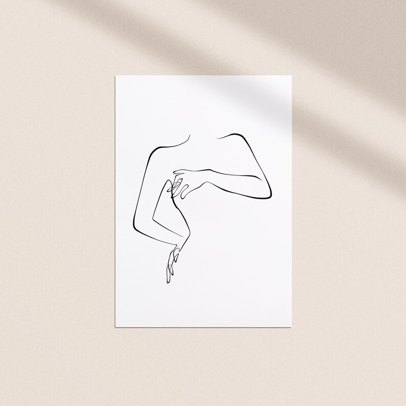 Woman Body Outline Art Minimalist Female Wall Art Abstract ...