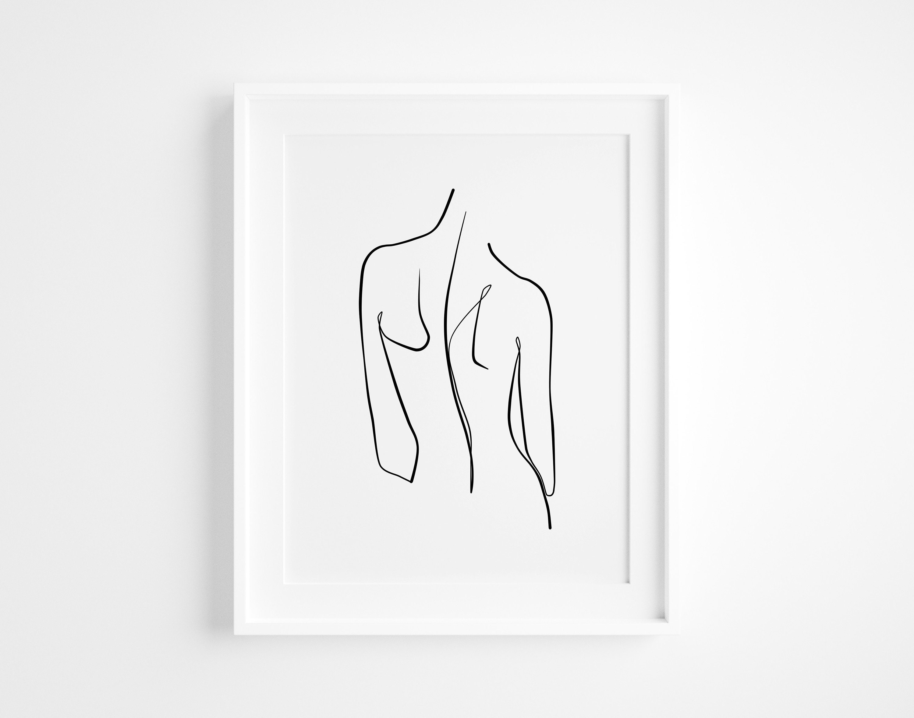 Woman Back Line Art Woman Outline Drawing Female Back Art | Etsy