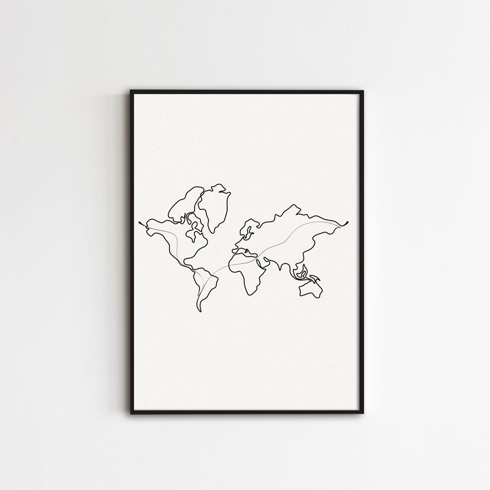 World Map Print Minimalist Travel Art Continuous Line Etsy World Map Print Minimalist Travel Art Continuous Line Etsy