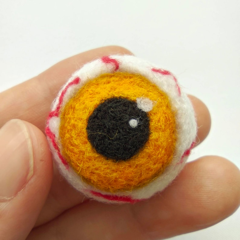 Set of 2 halloween brooches Felted creepy cute pins. Spider brooch and halloween evil eye brooch
