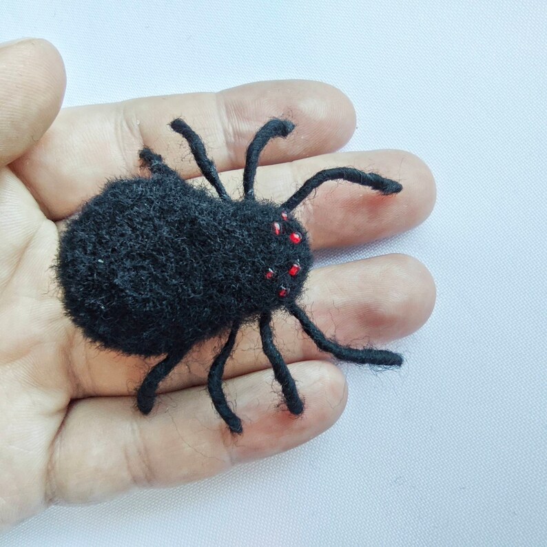 Set of 2 halloween brooches Felted creepy cute pins. Spider brooch and halloween evil eye brooch