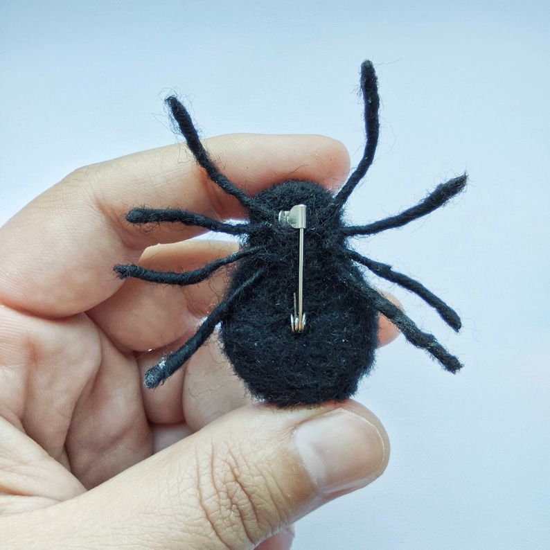 Set of 2 halloween brooches Felted creepy cute pins. Spider brooch and halloween evil eye brooch