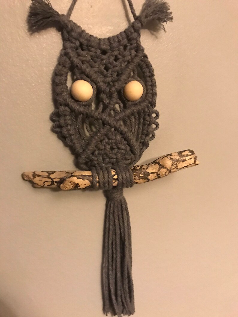 Driftwood macrame owls wall decor homemade wall art Etsy