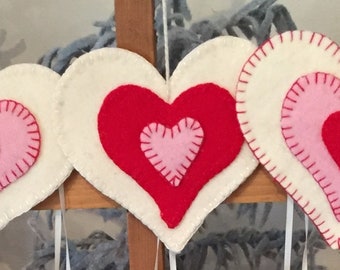 Wool Applique Ornament - Heart