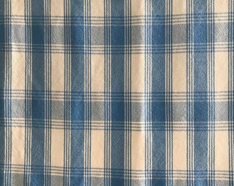 Manta para bebé en azul y natural - 100% algodón tejida a mano