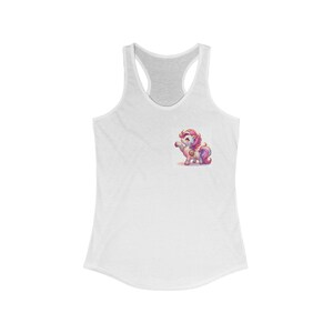 Colorful Graphic Racerback Tank, Cute Animal Illustration, Women&#39;s Fitness Top, Summer Workout Shirt, Gift for Animal Lovers, Casual Wear